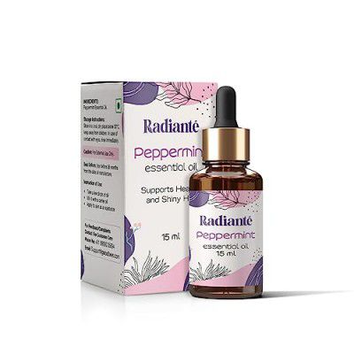 Radiante Peppermint Essential Oil - Refreshing Aromatherapy | Skin and Hair care | Undiluted Pure and Natural Therapeutic grade | Stress & Pain relief | Diffuser | 100% natural oil - 15ml (Pack of 1)