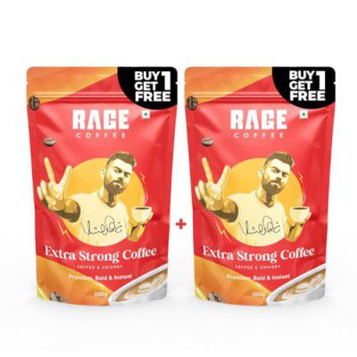 Rage Coffee Extra Strong Premium Blend Coffee Powder | Instant Coffee & Chicory- 100% Arabica Beans for Hot & Cold coffee | Pack of 2| 200g Each |