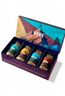 Rage Coffee Ground Coffee Gift Box of 4 Flavours - Hazelnut, Chocolate, Caramel, Butterscotch 50 Gms Each