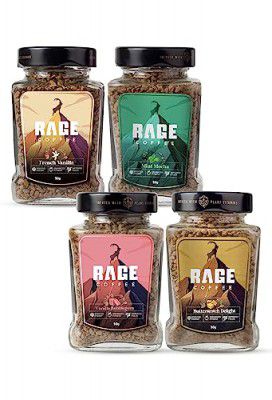 Rage Coffee Instant Coffee Combo Pack of 4-50g each of Butterscotch Delight, Vanilla Bubblegum, Mint Mocha & French Vanilla (Flavoured Coffee made using premium Arabica beans)