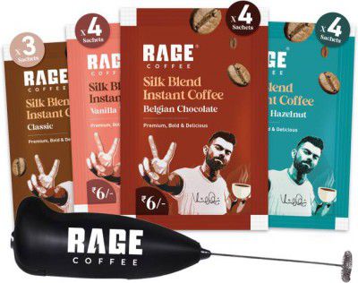 RAGE Silk Blend Assorted Sachets (Pack of 15) + Frother Instant Coffee  (15 x 1.5 g, Assorted Flavoured)