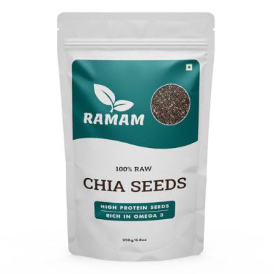 Ramam Chia seeds 250gm For Weight loss| Natural Chia Seeds for Eating - Rich in Omega 3| High Protein seeds | Gluten Free |Helps in Manage Cholesterol level & Blood Pressure 250g (Pack of 1)