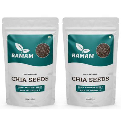 Ramam Chia seeds 800gm For Weight Management |Natural Chia Seeds for Eating Rich in Omega 3| High Protein seeds| Gluten Free |Helps in Manage Cholesterol level & Blood Pressure 400g (Pack of 2)