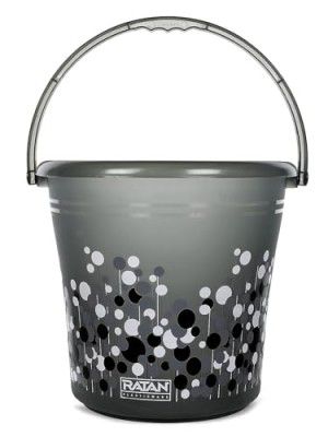 RATAN PLASTICWARE Frosty Bubble Printed 16 Ltrs Plastic Bucket for Bathroom, Home & Kitchen Smokey