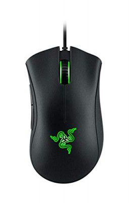 Razer DeathAdder Essential Wired Gaming Mouse I Single-Color Green Lighting I 6400DPI Optical Sensor- Black - RZ01-03850100-R3M1