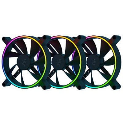 Razer Kunai Hydraulic 140MM aRGB PC Fan: Quiet, Powerful aRGB Fans - PWM Fan Controller Support & Connect Up to 8 Fans - Powered by Razer Chroma RGB - 3 Fans-RC21-01810200-R3M1