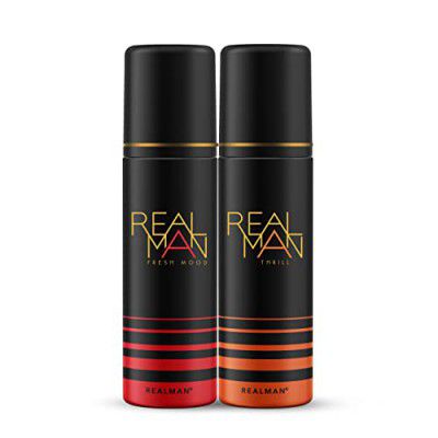 Realman Thrill & Fresh Mood Deodorant, Strong Body Spray, Long Lasting Fragrance For Men, 200ml Each (Pack of 2)