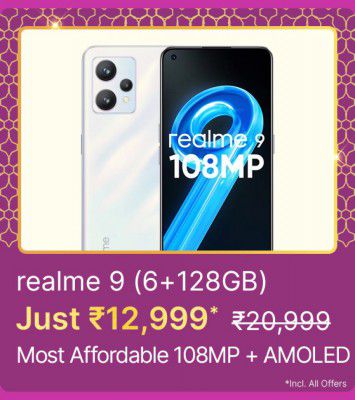 realme 9 (6 +128GB) @ ₹12999 on Flipkart Big Billion Days Sale