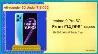 realme 9 Pro 5G (128GB) @ ₹14,999 on Flipkart Big Billion Days Sale