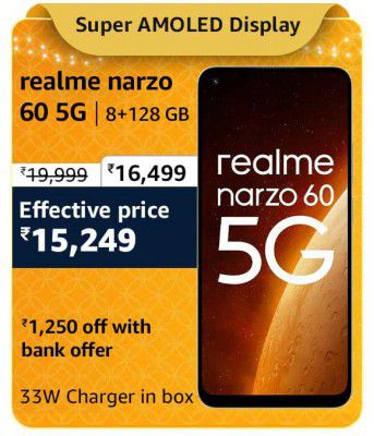 realme narzo 60 5G @ ₹15,249/- During Big Billion Days Sale