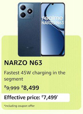 realme NARZO N63 @ ₹7,499 during Prime Day Sale