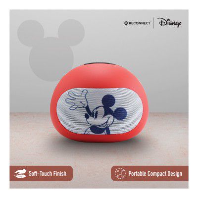 Reconnect Disney Mickey Mouse 3W Wireless Bluetooth Speaker, Handsfree calling, Super Bass, 8hrs playtime, Built in play and volume controls, Personal speaker - DBTM103 MY