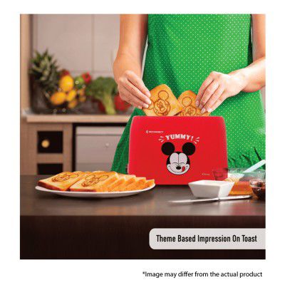 Reconnect Mickey 2-Slice Pop-up Toaster with Theme Impression, 2 Years Warranty