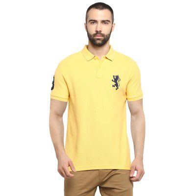 Red Tape Men Yellow Polo Neck T-Shirt