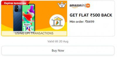 Redmi 12C Flat  ₹500 back on minimum order ₹8499