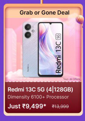 REDMI 13C 5G @ ₹9499 during Flipkart GOAT Sale