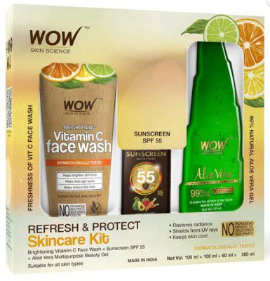 WOW: REFRESH & PROTECT SKIN CARE FACE KIT - NET VOL. 260 ML