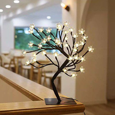 REFULGIX LED Cherry Blossoms Bonsai Tree Lamp 18 Inch, 28 LED Silicon Tree Adjustable Branches for Room Decoration Night Light, Corded Electric (Warm White Color)