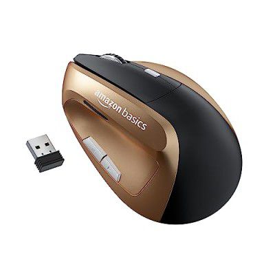 (Refurbished) AmazonBasics Ergonomic Mouse Wireless Vertical Mouse Rechargeable Silent Mice 2.4G Optical USB Mouse, DPI 1000/1200/1600