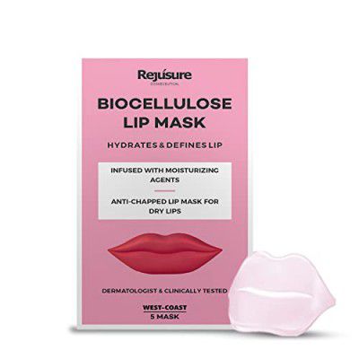 Rejusure Biocellulose Lip Mask Hydrates Lip, Anti-Chapped Lip Mask for Dry Lip |Men & Women| – (5 Lip Masks)