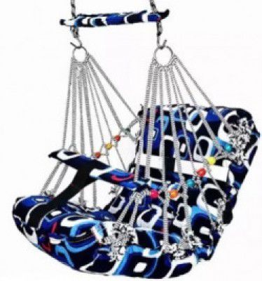 Rena Mall BJIK Cotton Swing Chair For Kids Baby'sFolding & Washable 1-3 Years Bouncer  (Blue)