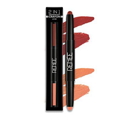 RENEE 2 In 1 Transfer Not Crayon LC 03, 4gm| Long Lasting & Smudge Proof Formula| Matte Lip Color with 1 Light & Dark Shades| Enriched with Shea Butter