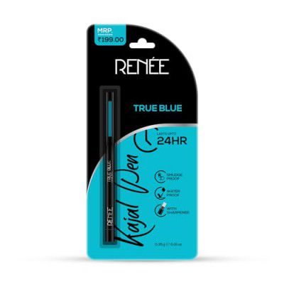 RENEE Kajal Pen with Sharpener - True Blue 0.35gm 24 Hrs Stay Long Lasting Kohl Pencil, Matte Finish