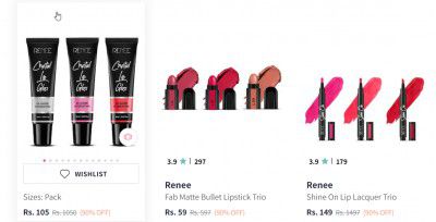 Renee Makeup Products Up to 80% off | Starts Rs 39