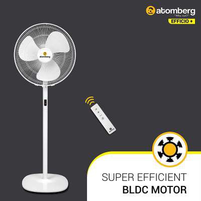 (Renewed) Atomberg Efficio+ 400mm BLDC Motor Energy Saving Pedestal Fan with Remote Control | White| Formerly Gorilla