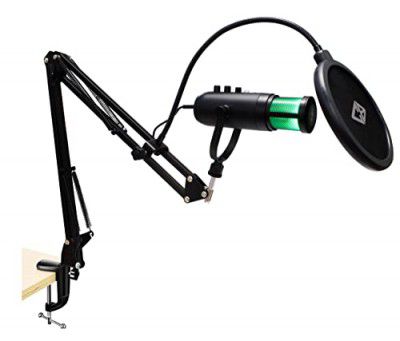 (Renewed) Cosmic Byte Desk Arm Mount with POP Filter for Deimos RGB Microphone, Microphone not Included (Black)