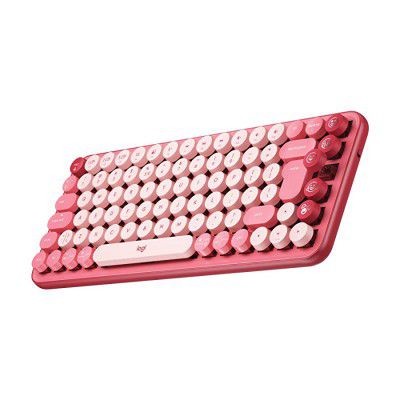 (Renewed) Logitech POP Keys Mechanical Wireless Keyboard with Customisable Emoji Keys, Durable Compact Design, Bluetooth or USB Connectivity, Multi-Device, OS Compatible - Heartbreaker