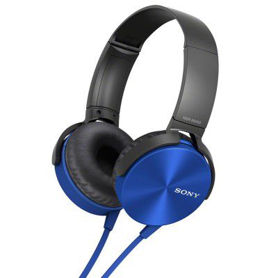 (Renewed) Sony MDR-XB450AP Extra Bass Headphone (Black/Blue)