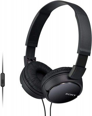 (Renewed) Sony MDR-ZX110AP Wired On Ear Headphone with Mic (Black)