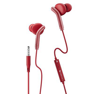 (Renewed) ZEBRONICS Zeb-Bro in Ear Wired Earphones with Mic, 3.5mm Audio Jack, 10mm Drivers, Phone/Tablet Compatible.(Red)