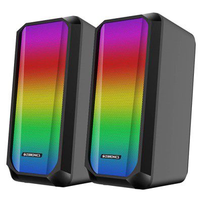 (Renewed) Zebronics Zeb-Fame 1 USB Powered 2.0 Speaker with 10W RMS Output, 7 RGB Modes, LED Control Switch, Volume Control, 3.5mm Input, Compatible for Computers and Laptops