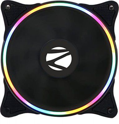 (Renewed) Zebronics ZEB-PGF100 120mm Multicolor Premium Chassis Fan, with High Speed 39.6CFM Airflow, Hydraumatic Bearing, 1200 RPM, 16 LEDs, Anti Vibration Pads, 4 Pin Molex and 3 Pin Connector.