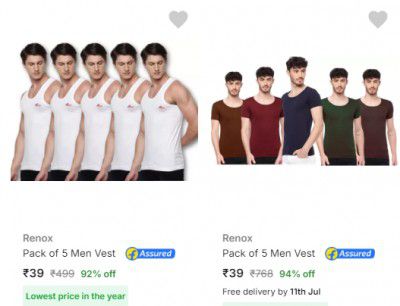 Renox Mens Vests Starting @₹39/-