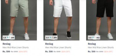 Reslag Capris & Shorts For Men Upto 85% Off |Starts At Rs 599