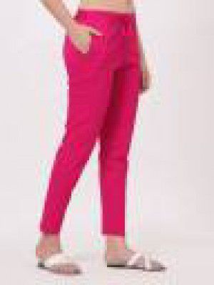 retailbees Women Regular Fit Pink Cotton Blend Trousers