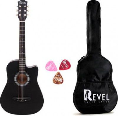 REVEL RVL-38C-LGP-BK Acoustic Guitar Linden Wood Ebony Right Hand Orientation  (Black)