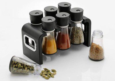 Mrunal Exports Premium Multipurpose Revolving Plastic Spice Rack Masala Organiser - 6 Pcs Set