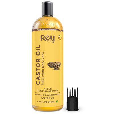 Rey Naturals Premium Cold Pressed Castor Oil - Pure & Virgin Grade - for Healthy Hair and Skin - 200 ML