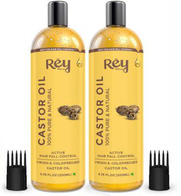 Rey Naturals Cold-Pressed, 100% Pure Castor Oil - Moisturizing & Healing, For Skin, Hair Care, Eyelashes Hair Oil  (400 ml)