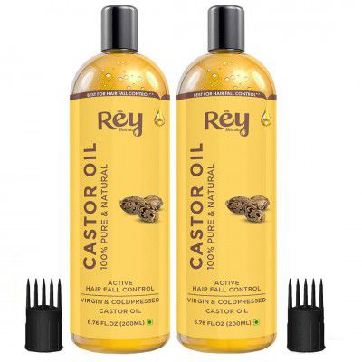 Rey Naturals Cold-Pressed, 100% Pure Castor Oil - (200ml x 2)