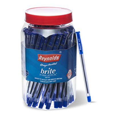 Reynolds BRITE BP - 50 COUNT BLUE | Ball Point Pen Set With Comfortable Grip 0.7 mm Tip Size