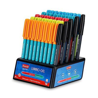 Reynolds LUMINO GEL 50 CT BLUE - DISPENSER | Gel Pen Set Comfortable Grip | 0.6 mm Tip Size