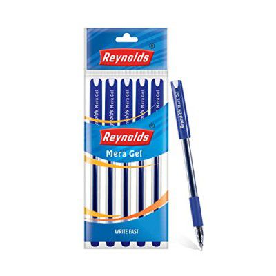 Reynolds MERA GEL 5 CT BLUE | Gel Pen Set With Comfortable Grip | Pens For Writing | School and Office Stationery | Pens For Students | 0.5 mm Tip Size