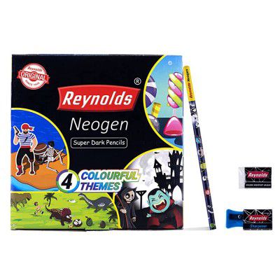 Reynolds Pencil Eraser Sharpener Combo Pack I Stationery Gift Pack I Pencil Eraser Sharpener Return Gift Set I Pencil with Eraser and Sharpener Set