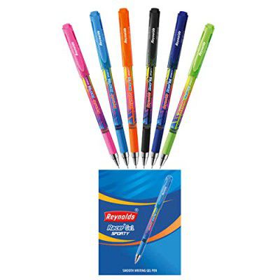 Reynolds Racer Gel Sporty 7Cti Lightweight Gel Pen With Comfortable Grip For Extra Smooth Writing I School And Office Stationery|0.5Mm Tip Size|Blue