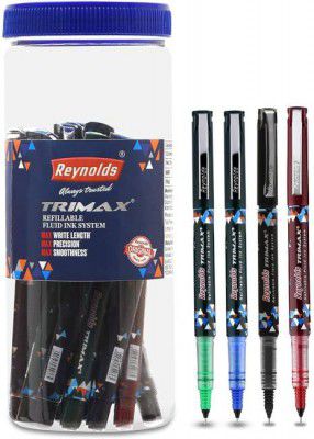 Reynolds Trimax Pen Jar - BLUE, BLACK, RED & GREEN Gel Pen  (Pack of 15, Blue,Black,Green & Red)